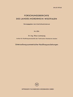cover image of Untersuchung symmetrischer Hochfrequenzleitungen